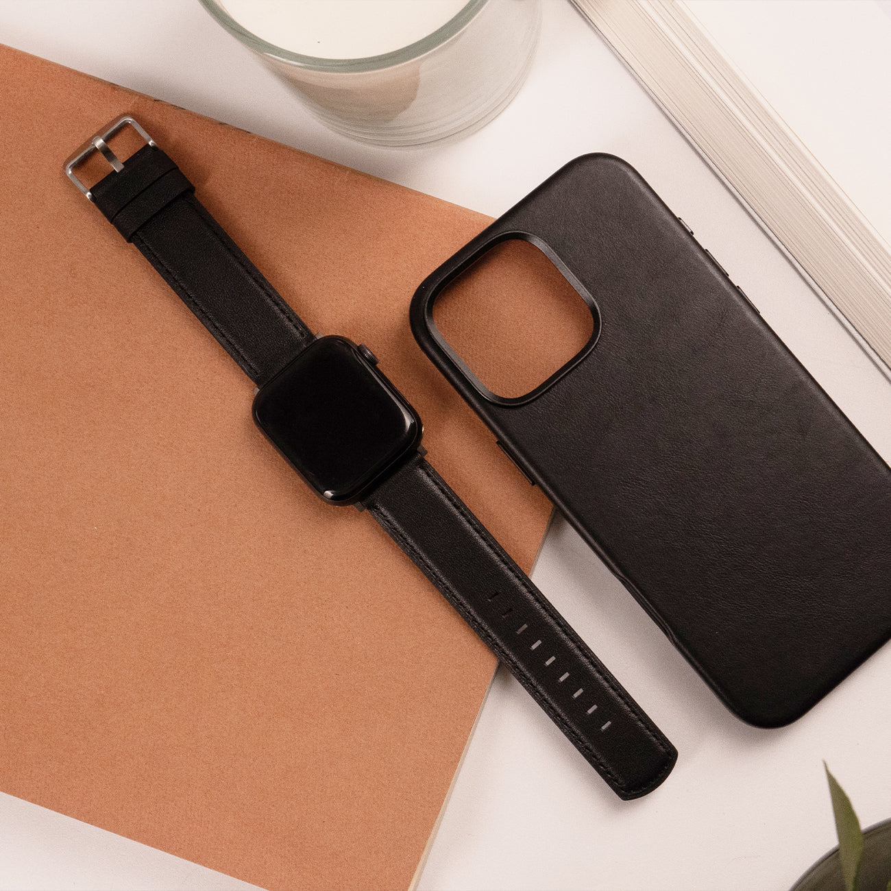 Luxury Nappa Leather Apple Watch Band Straps – Black