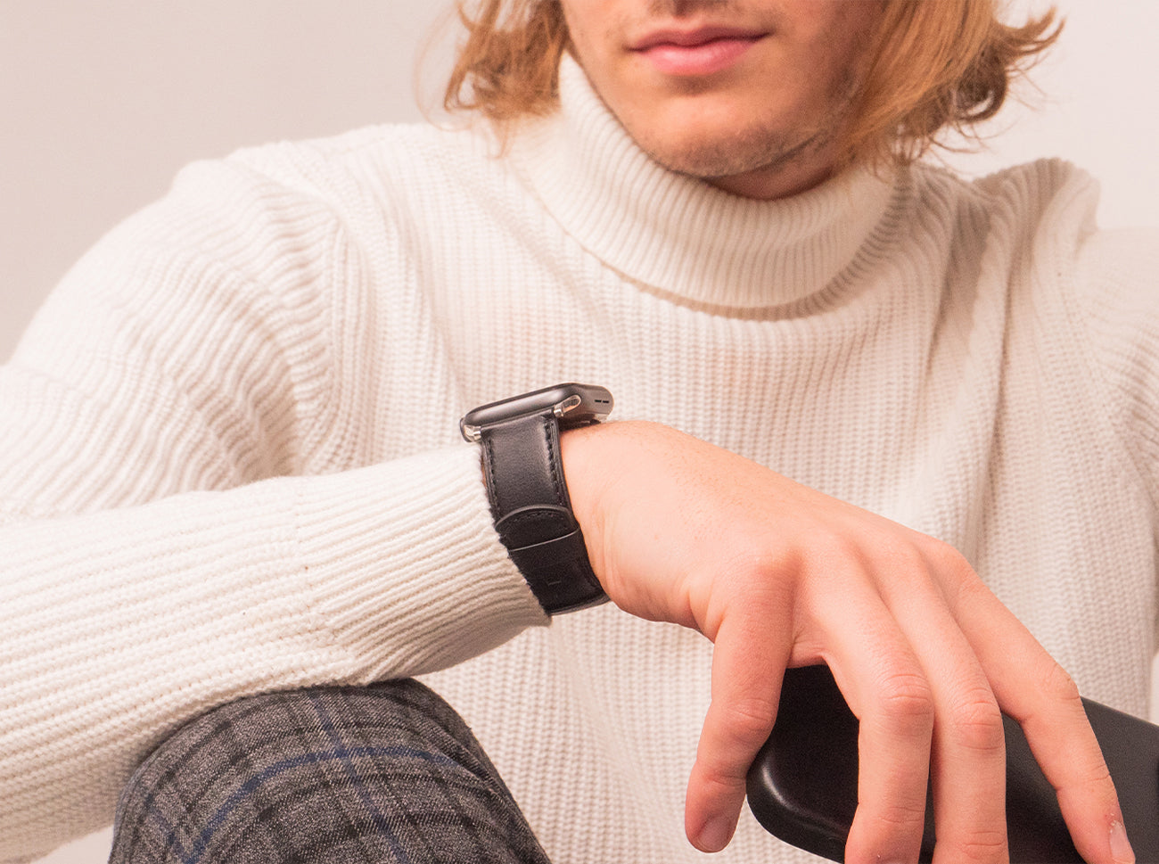 Luxury Leather Apple Watch Band Straps – Black