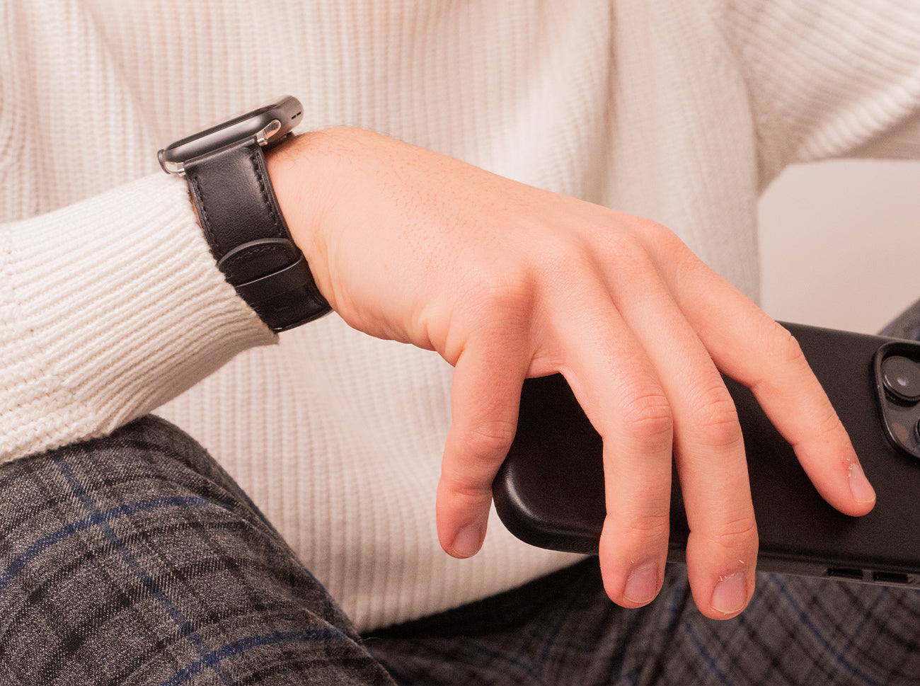 Luxury Leather Apple Watch Band Straps – Black