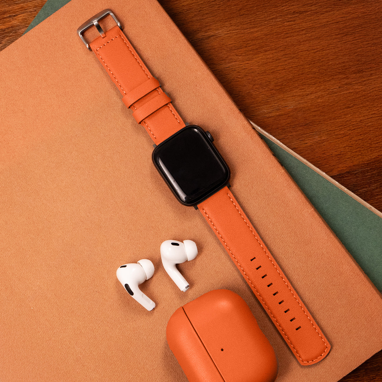 Luxury Nappa Leather Apple Watch Band Straps – Orange