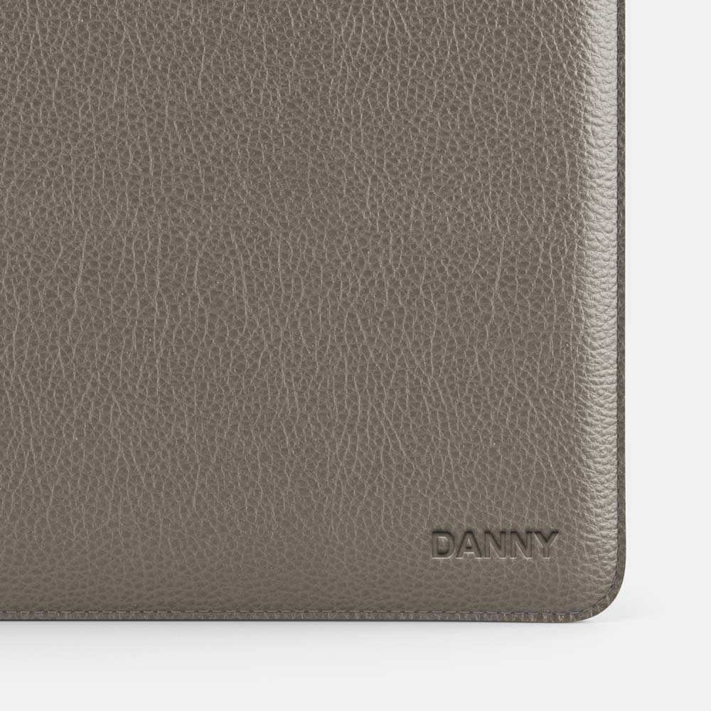 Luxury Leather Macbook Pro 14&quot; Sleeve - Grey and Grey - RYAN London