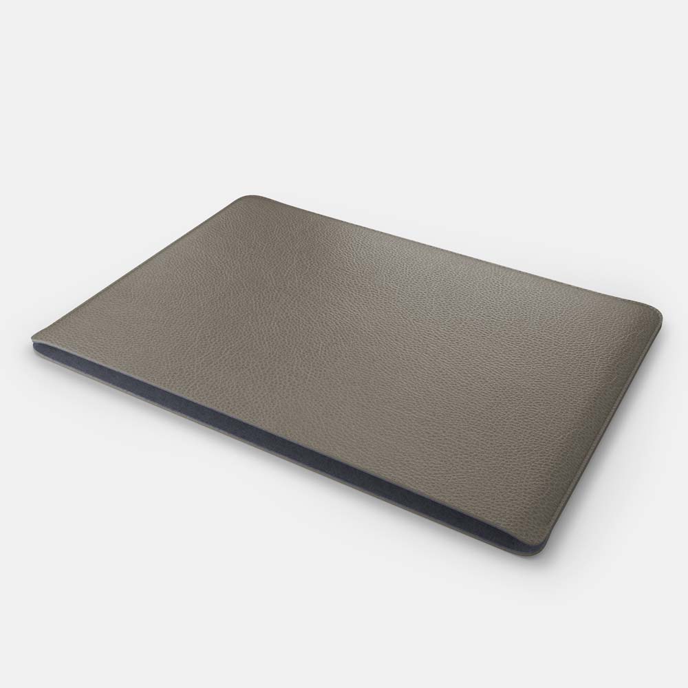 Luxury Leather Macbook Pro 14" Sleeve - Grey and Grey - RYAN London