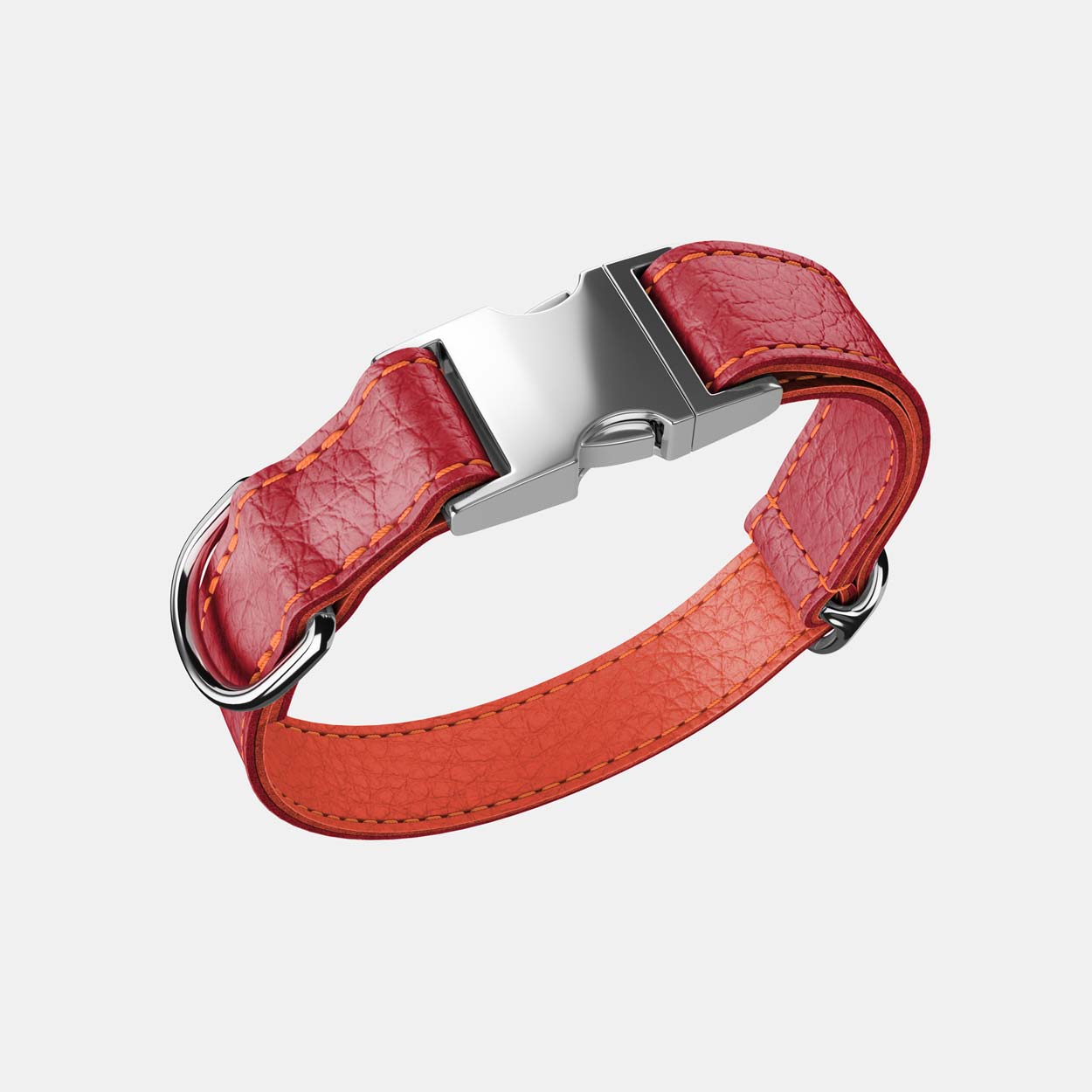 Leather Dog Collar - Red and Coral - RYAN London