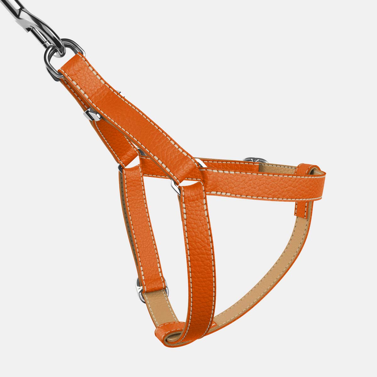 Leather Dog Harness - Orange and Beige - RYAN London