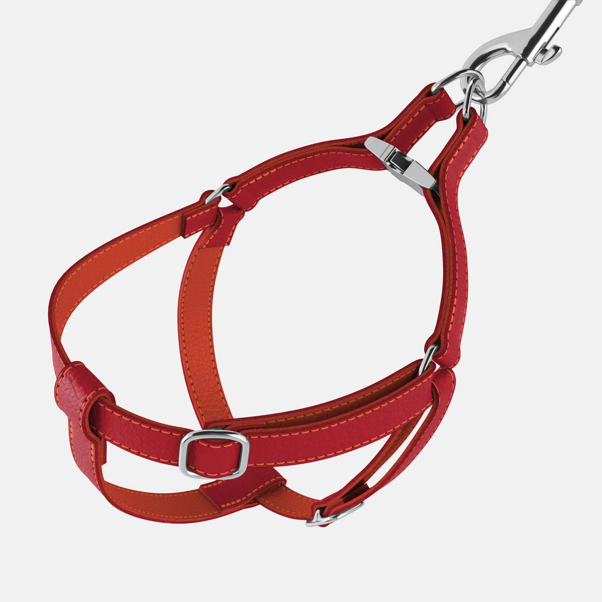 Leather Dog Harness - Red and Coral - RYAN London