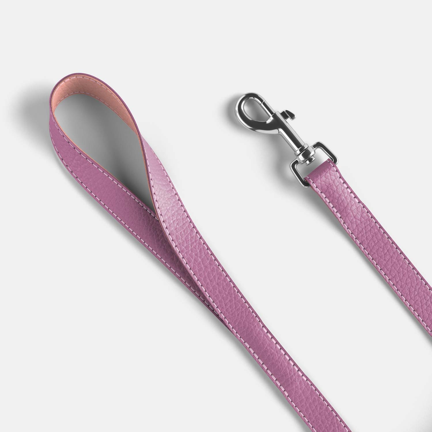 Leather Dog Lead - Dark Purple and Coral