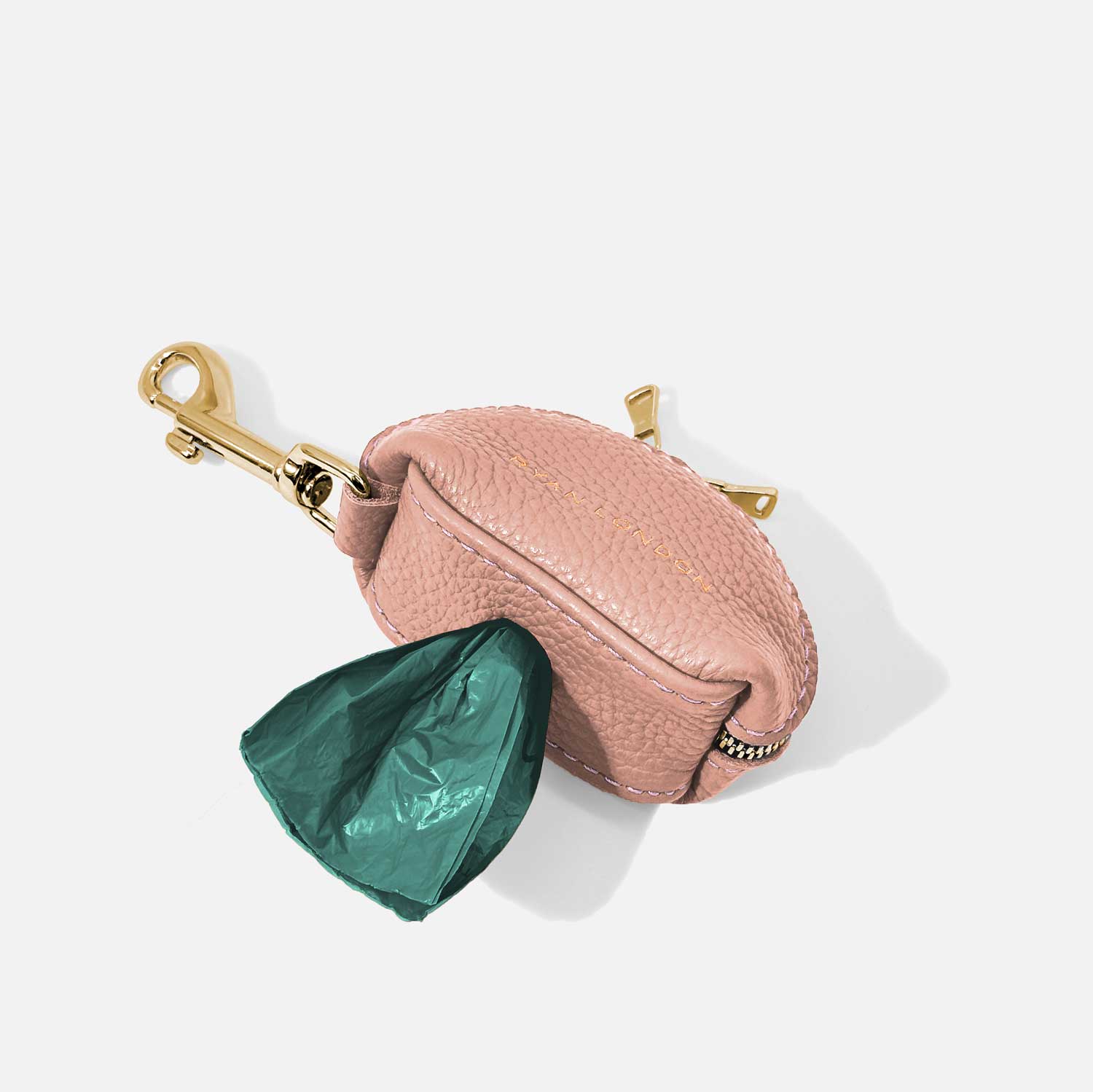 Leather Dog Poop Bag Holder - Pink