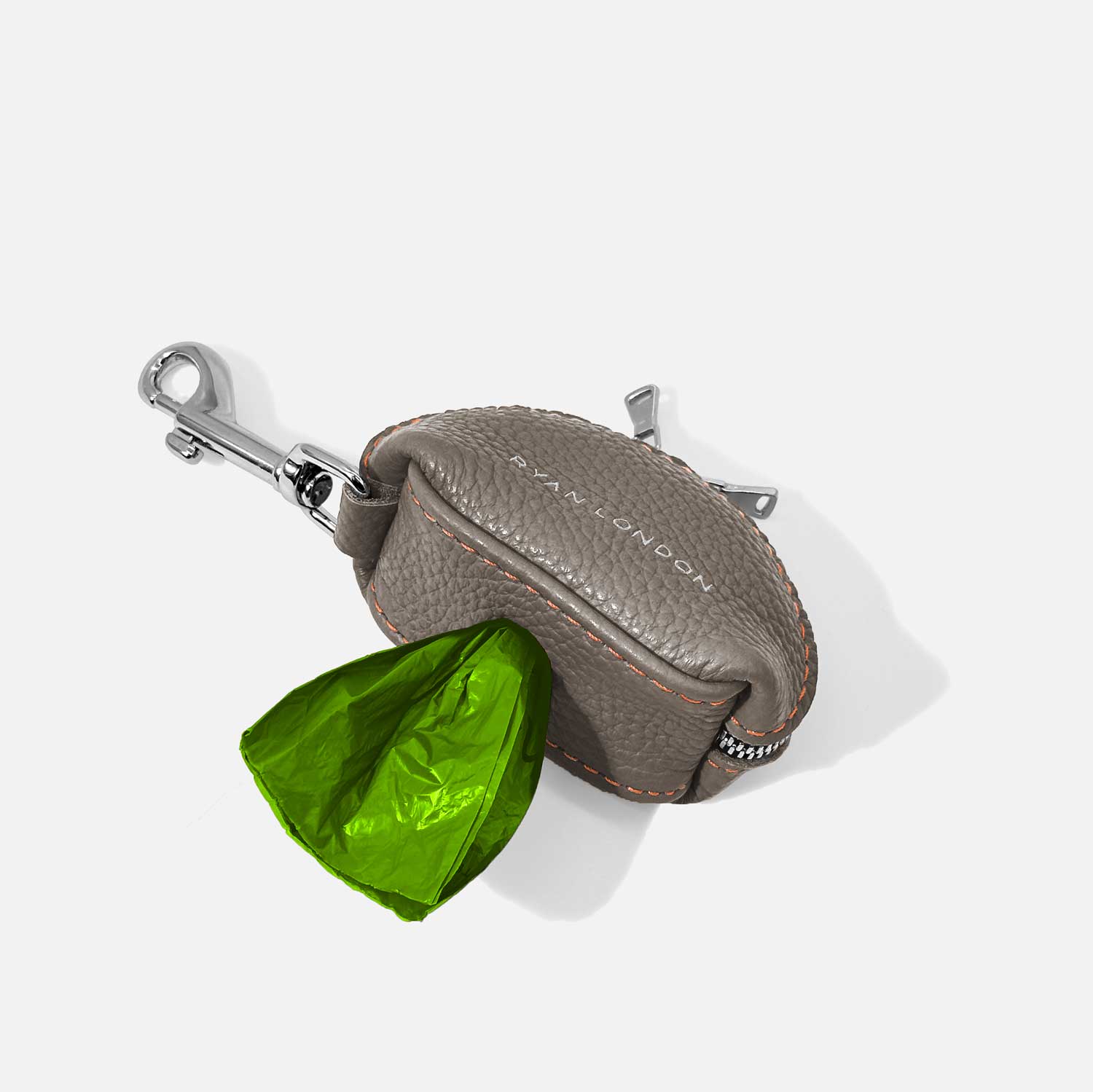 Leather Dog Poop Bag Holder - Grey - RYAN London