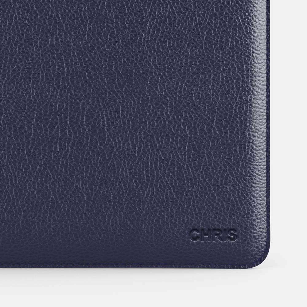 Luxury Leather Macbook Pro 13&quot; Sleeve - Navy Blue and Mint - RYAN London