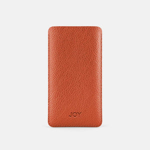 Leather iPhone 13 Pro Max Sleeve - Orange and Beige