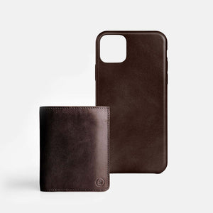 Leather iPhone 12 Shell Case - Dark Brown