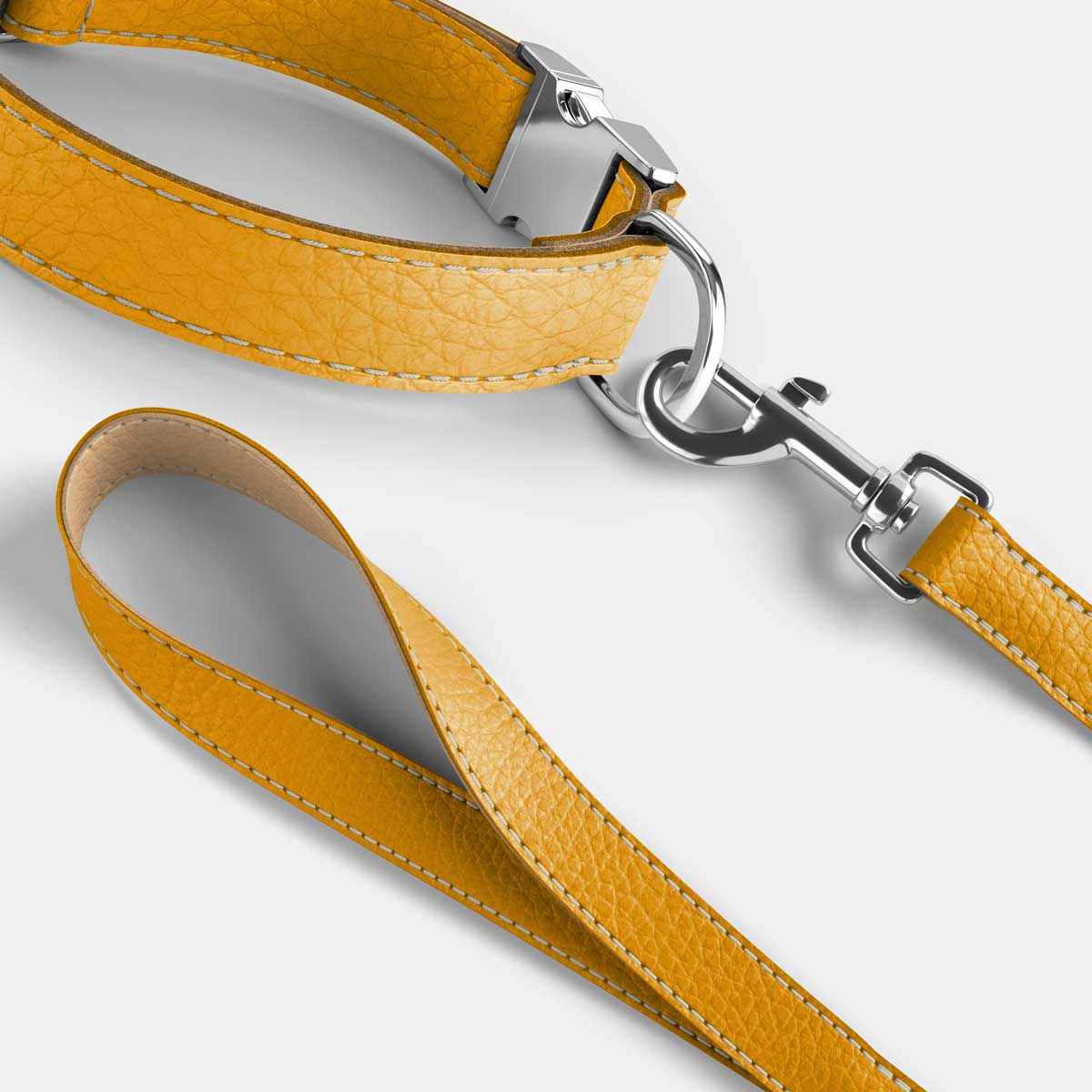 Leather Dog Collar - Yellow and Beige - RYAN London