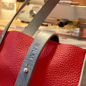 Soft Italian Leather Tote with Zip - Red