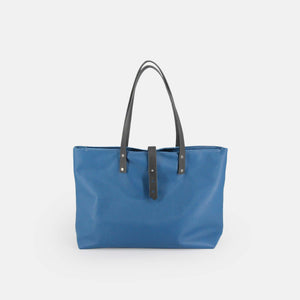Soft Italian Leather Tote with Zip - Turquoise Blue