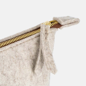 Wool Felt Tote Bag with Zip - Beige