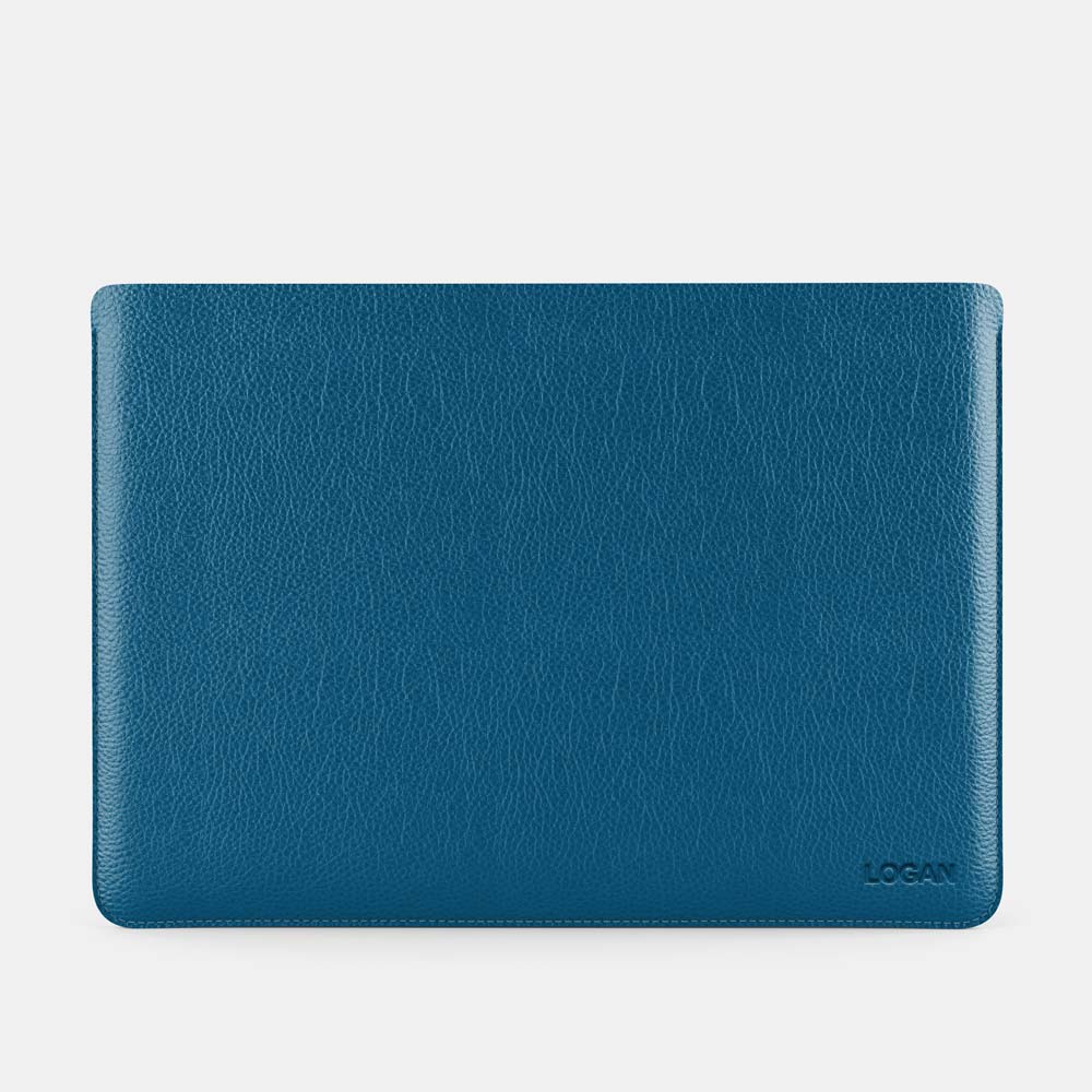 Luxury Leather Macbook Pro 16&quot; Sleeve - Turquoise Blue and Orange - RYAN London
