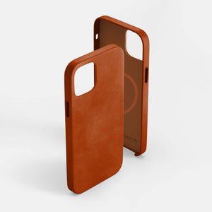 Leather iPhone 14 Plus Shell Case, MagSafe - Saddle Brown
