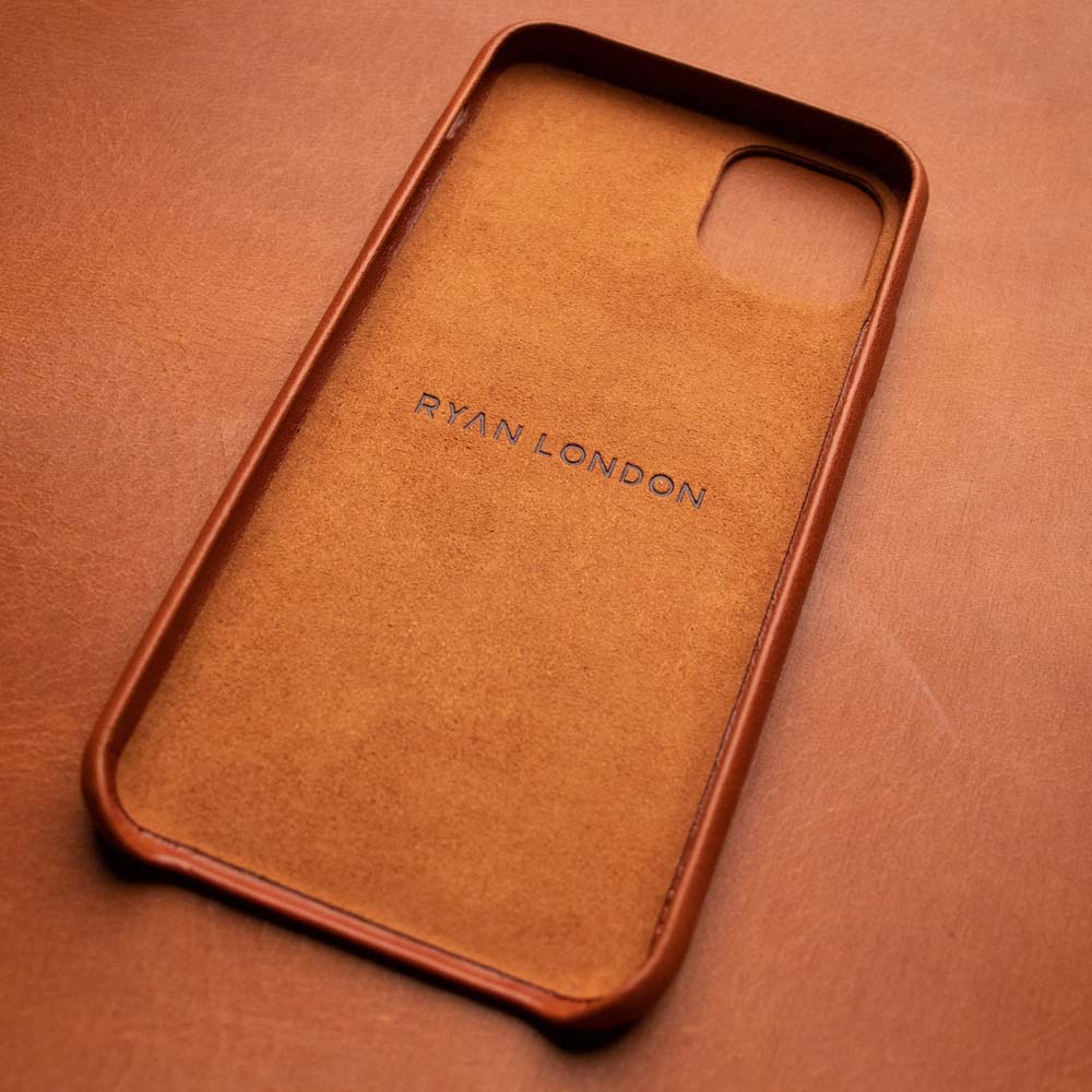Leather iPhone 12 mini Shell Case - Saddle Brown - RYAN London