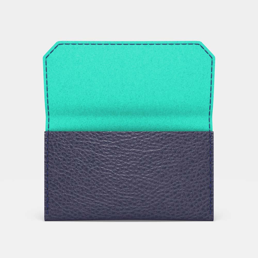 Leather Carry-all Wallet - Navy Blue and Mint - RYAN London