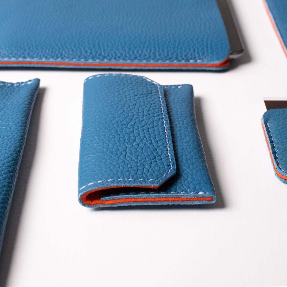 Leather Carry-all Wallet - Turquoise Blue and Orange - RYAN London