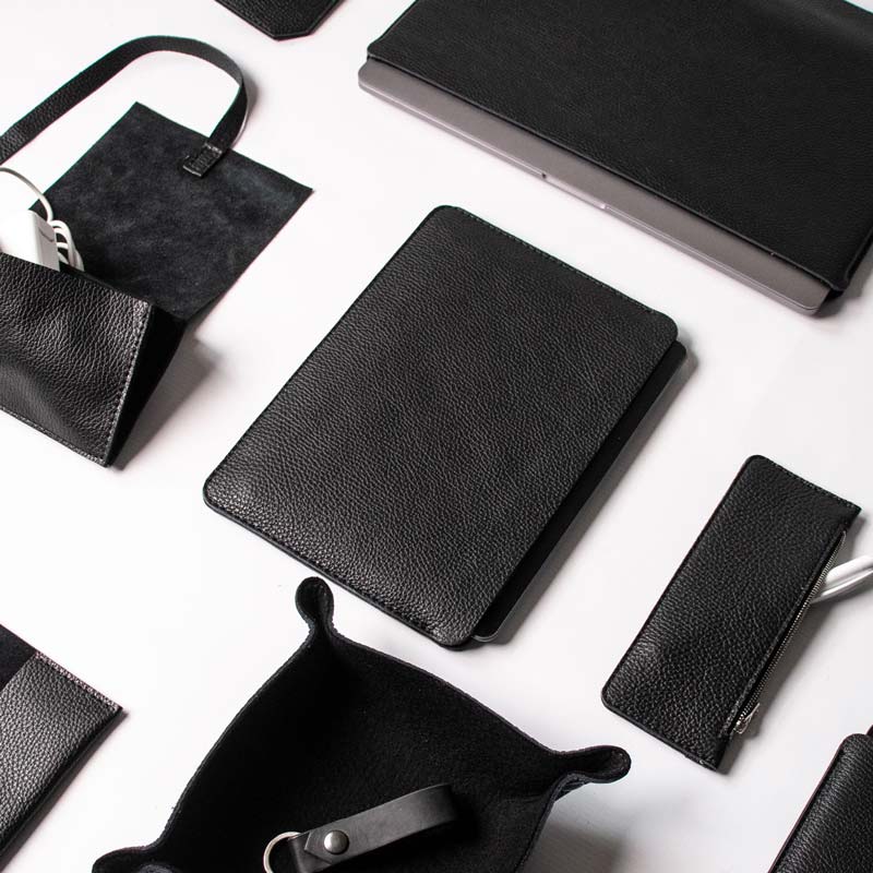 Leather Pencil Case - Black and Black - RYAN London