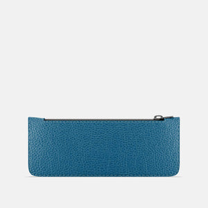 Leather Pencil Case - Turquoise Blue and Orange