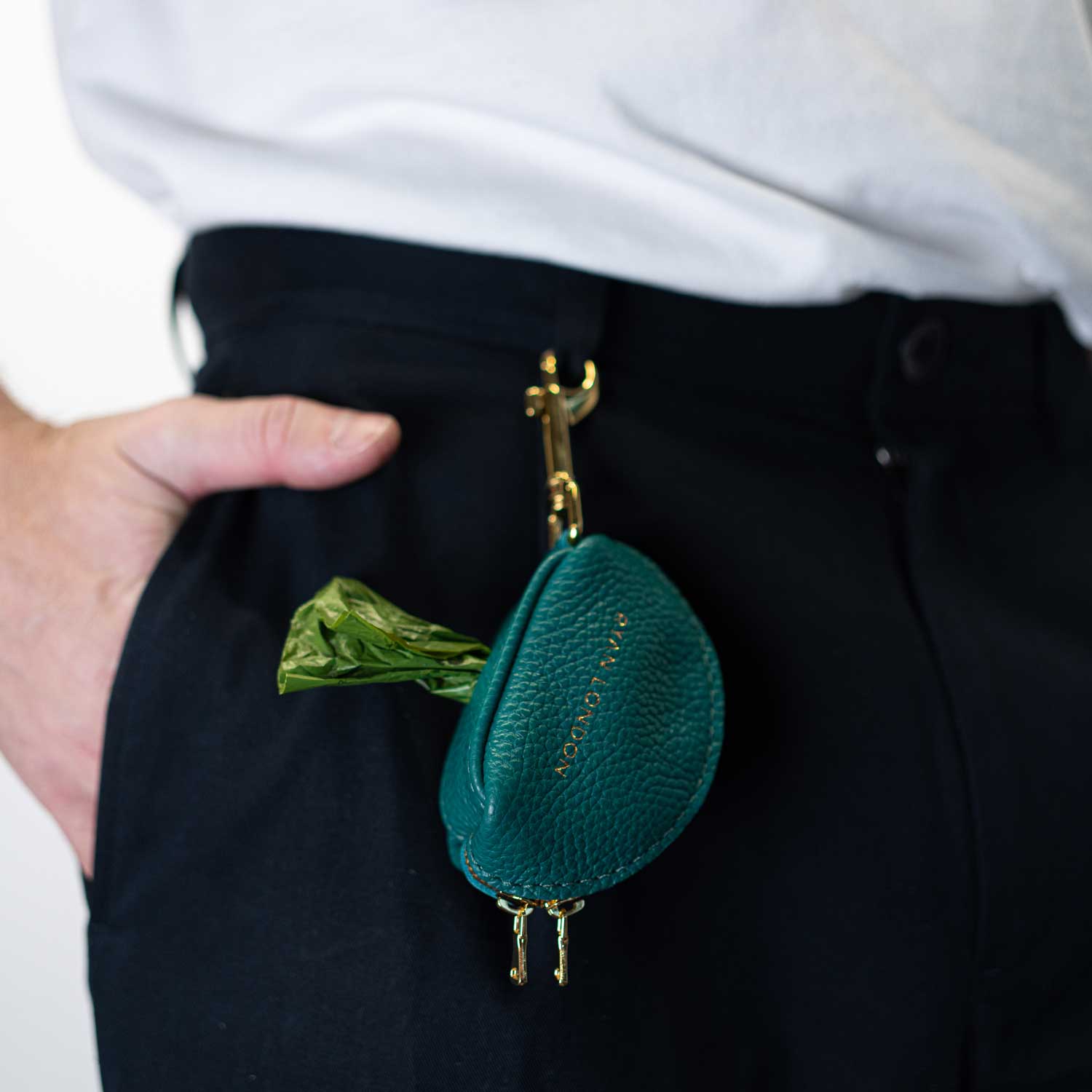 Leather Dog Poop Bag Holder - Avocado Green - RYAN London