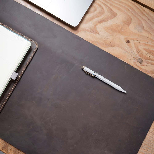 Leather Desk Mat Dark Brown RYAN London