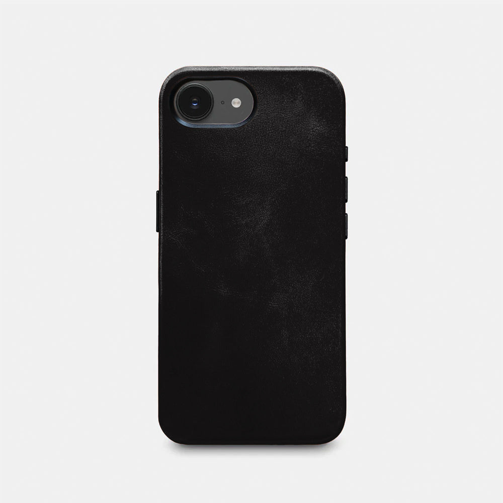 Iphone 16 Shell Leather iPhone 16e Shell Case Metal, MagSafe - Black - RYAN London