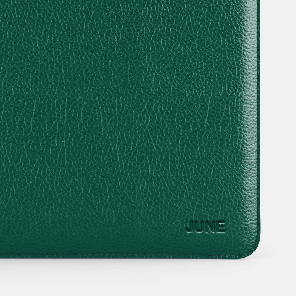 Luxury Leather Macbook Air 13" Sleeve - Avocado Green and Orange - RYAN London