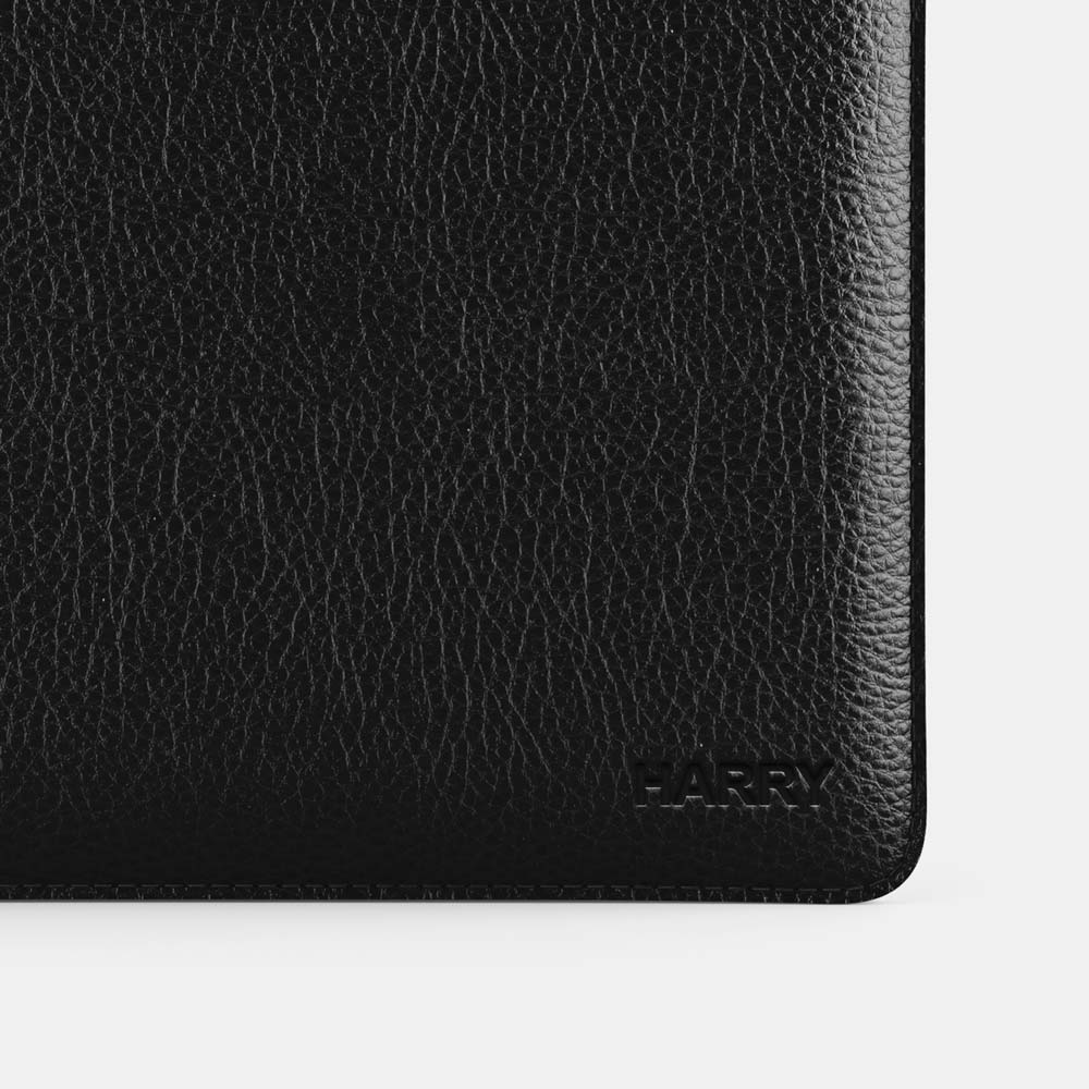 Leather iPad Air 10.9" Sleeve - Black and Black - RYAN London