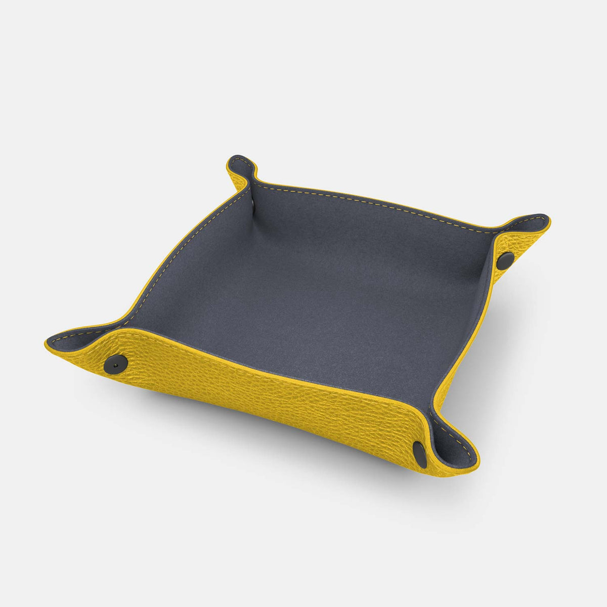 Leather Catch-all Tray - Yellow and Grey