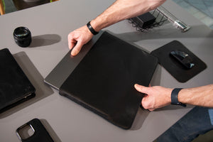 Luxury Leather Macbook Pro 13" Sleeve - Black and Black