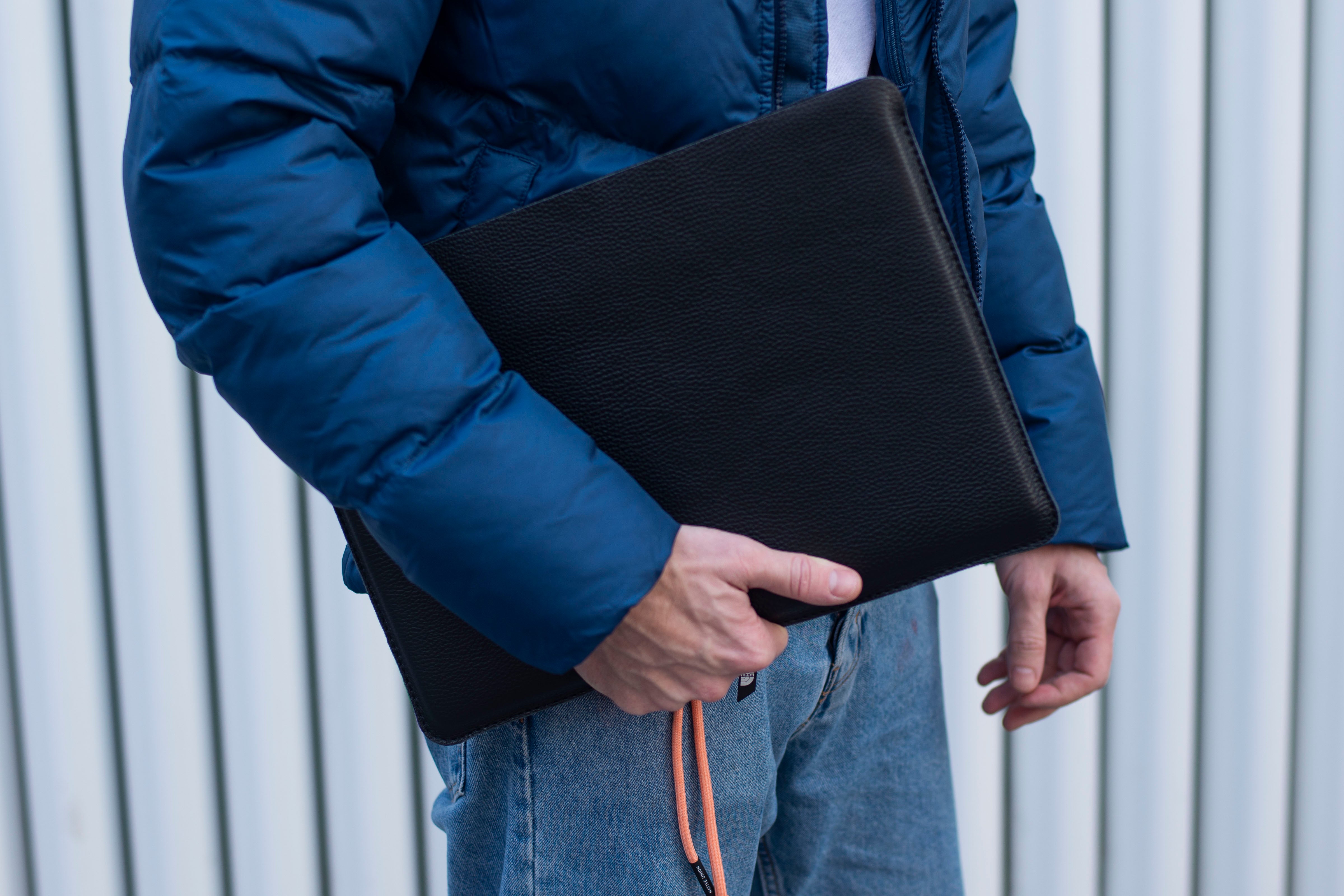 Luxury Leather Macbook Air 13" Sleeve - Black and Black - RYAN London 