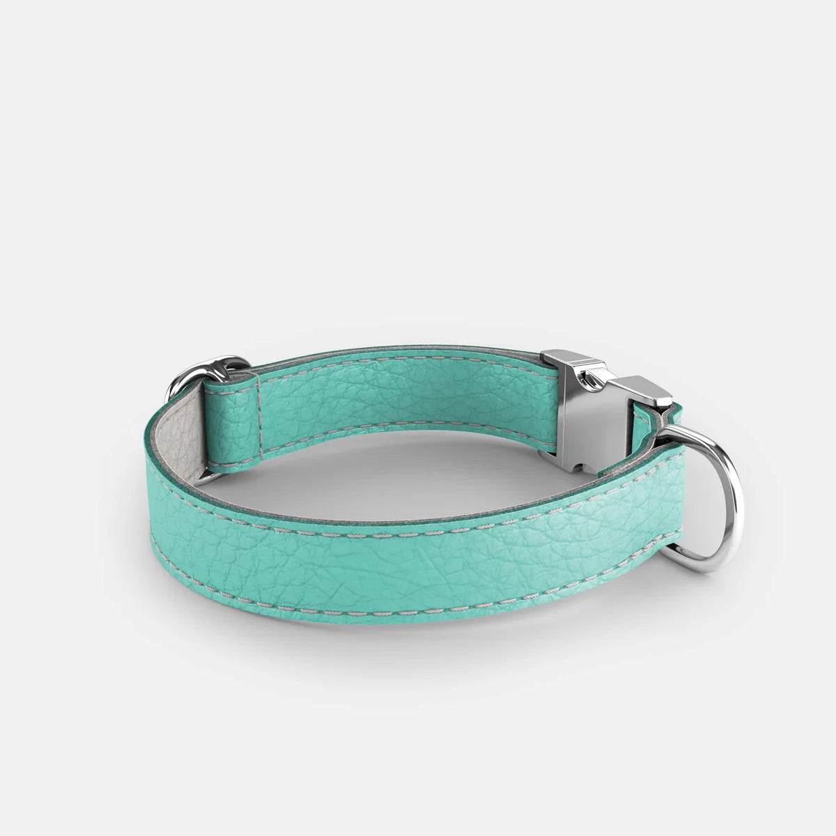 Leather Dog Collar - Light Blue and Off-white