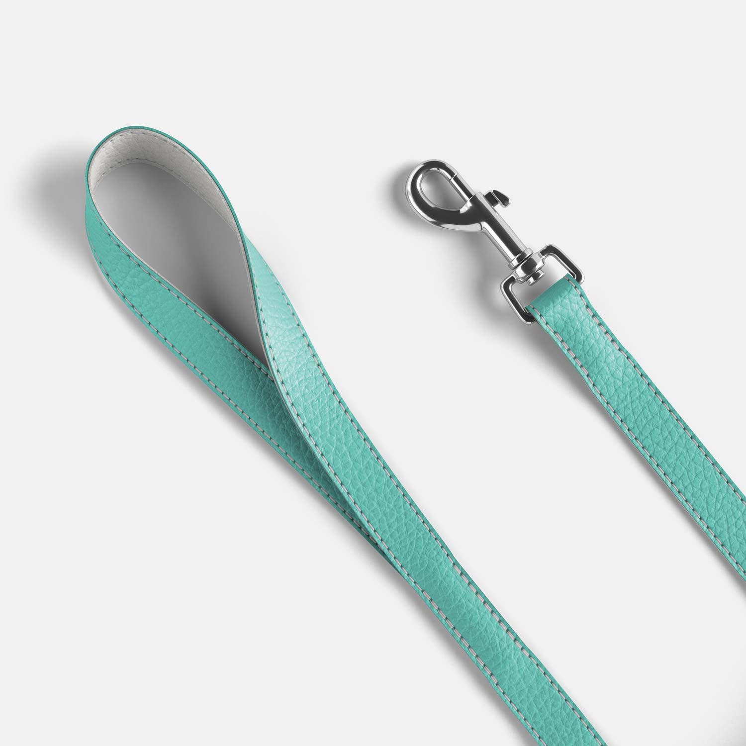 Leather Dog Lead - Light Blue and Off-white