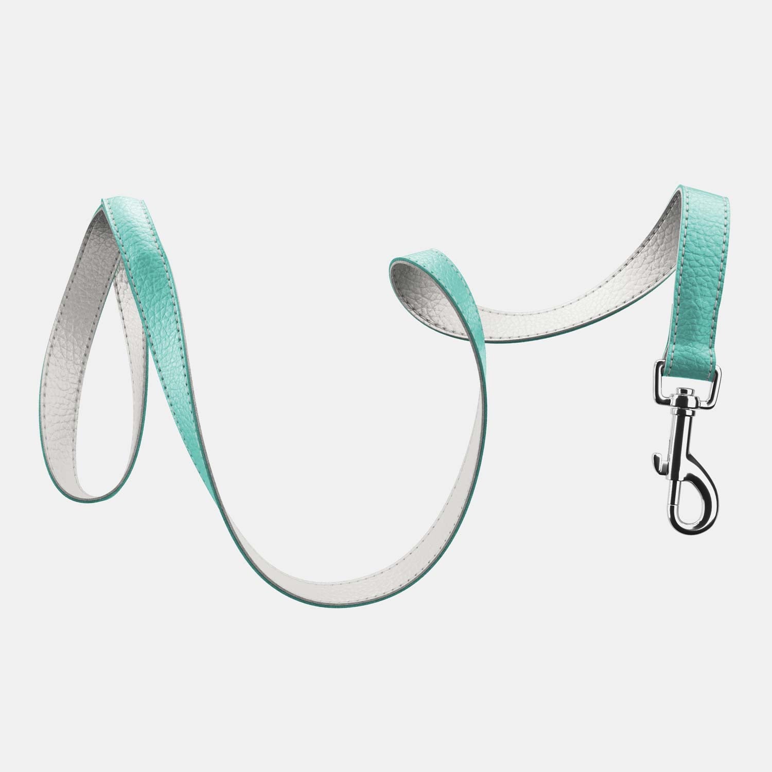 Leather Dog Lead - Light Blue and Off-white