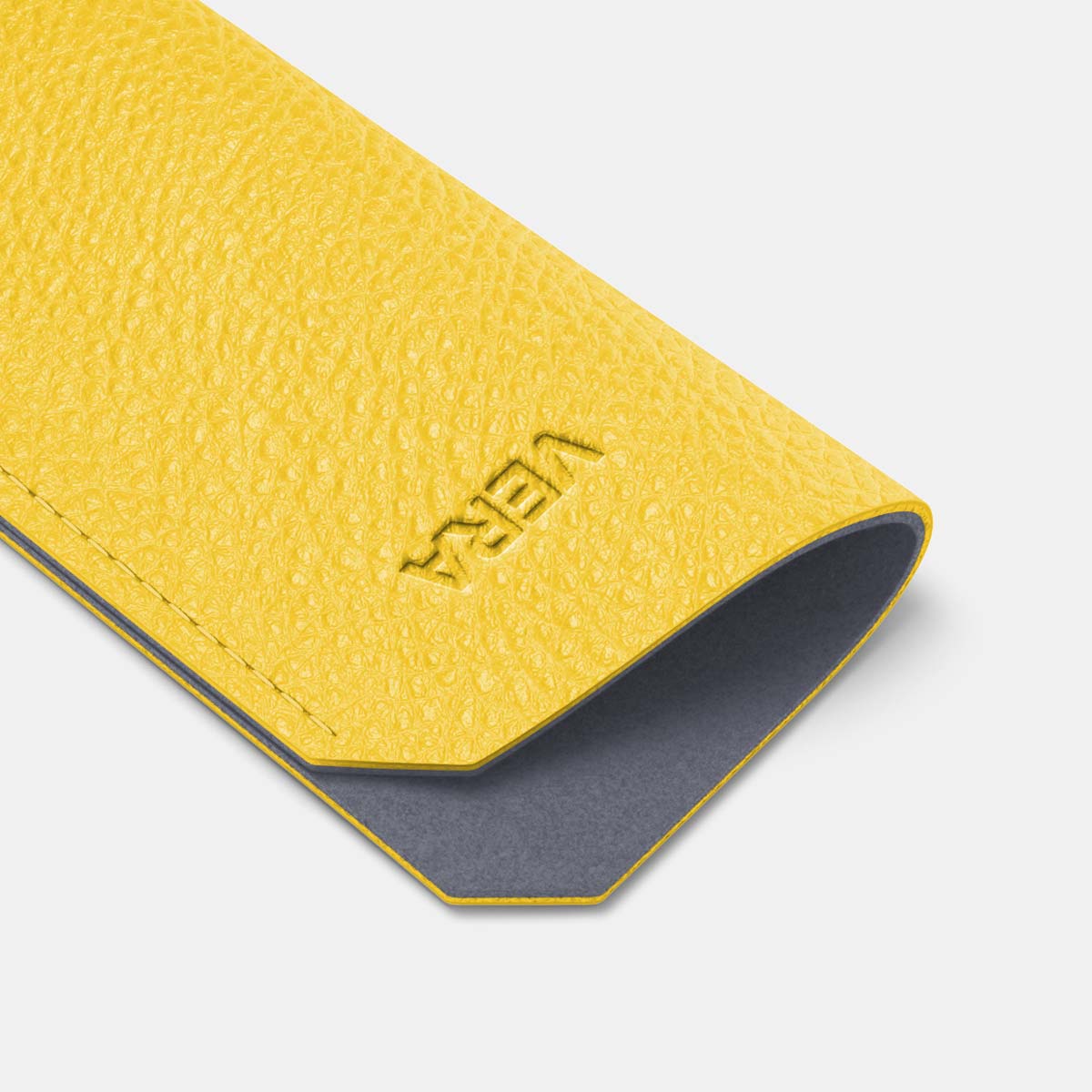 Leather Glasses case - Yellow and Grey