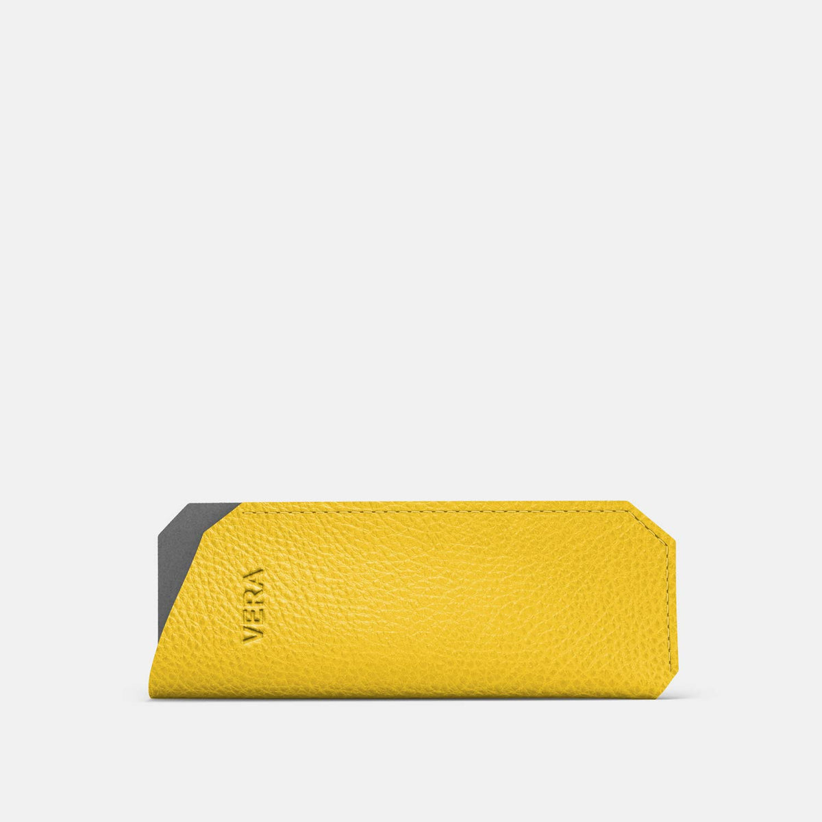 Leather Glasses case - Yellow and Grey