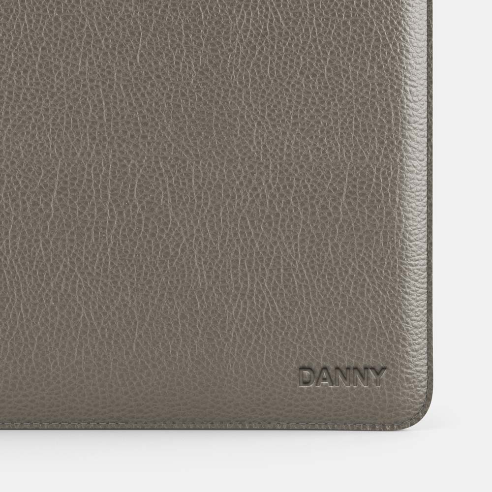 Luxury Leather Macbook Air 13" Sleeve - Grey and Grey - RYAN London