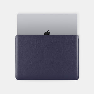 Luxury Leather Macbook Pro 16" Sleeve - Navy Blue and Mint