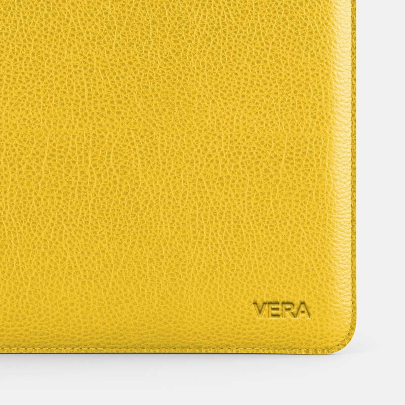 Luxury Leather Macbook Pro 16&quot; Sleeve - Yellow and Grey