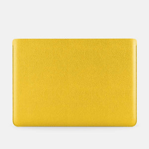 Luxury Leather Macbook Air 15" Sleeve - Yellow and Grey
