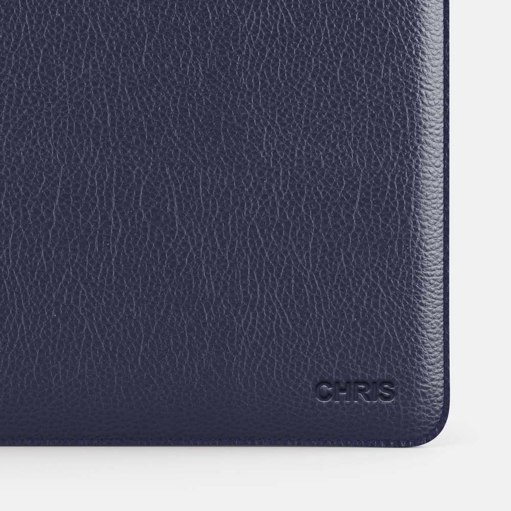 Luxury Leather Macbook Air 13" Sleeve - Navy Blue and Mint - RYAN London