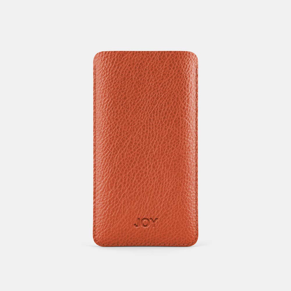 Leather iPhone 15 Pro Max Sleeve - Orange and Beige