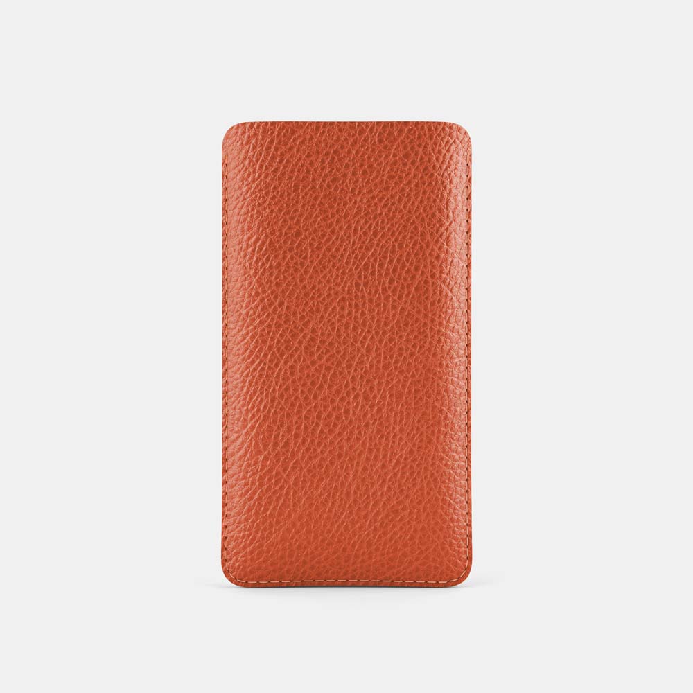 Leather iPhone 16 Pro Max Sleeve - Orange and Beige