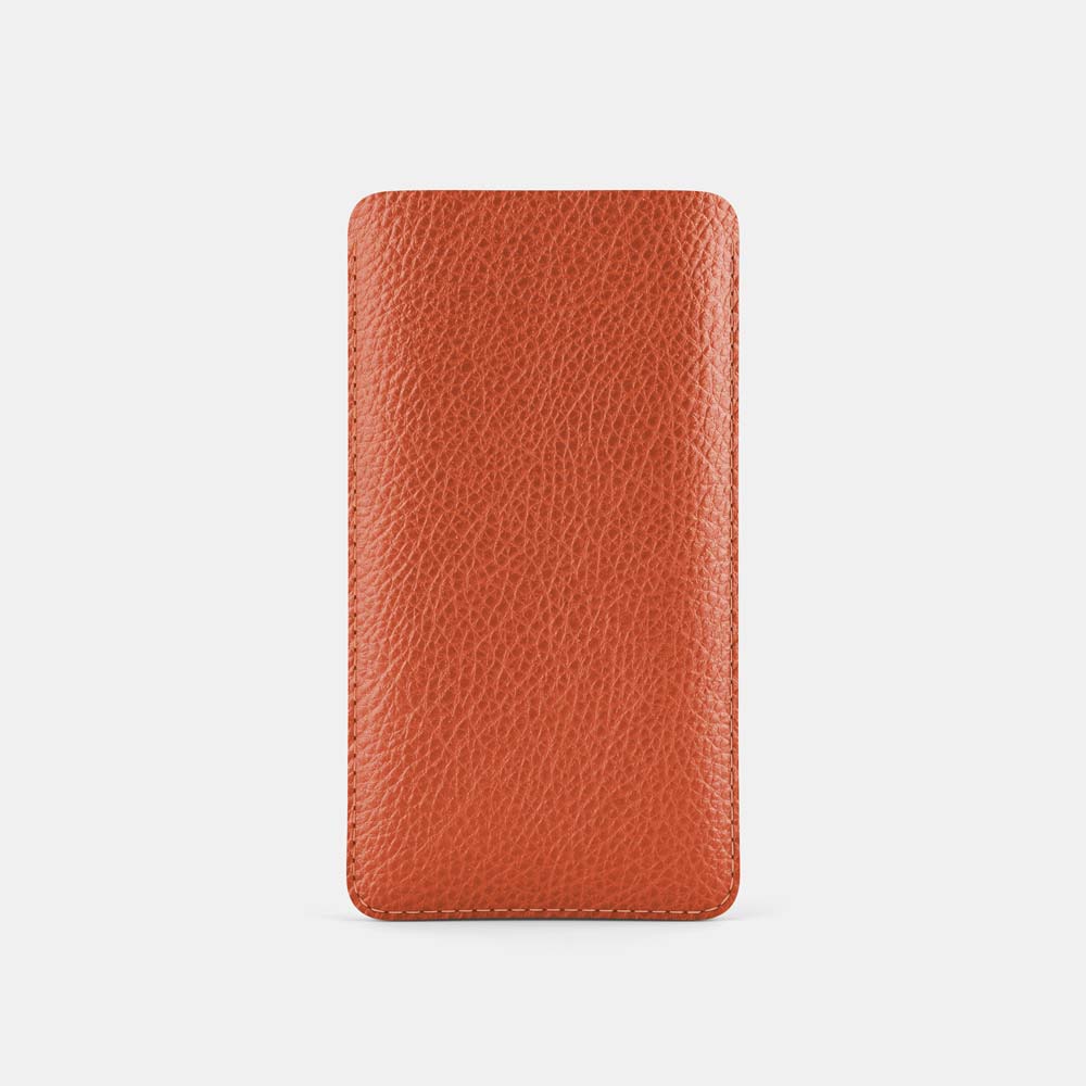 Leather iPhone 15 Pro Sleeve - Orange and Beige