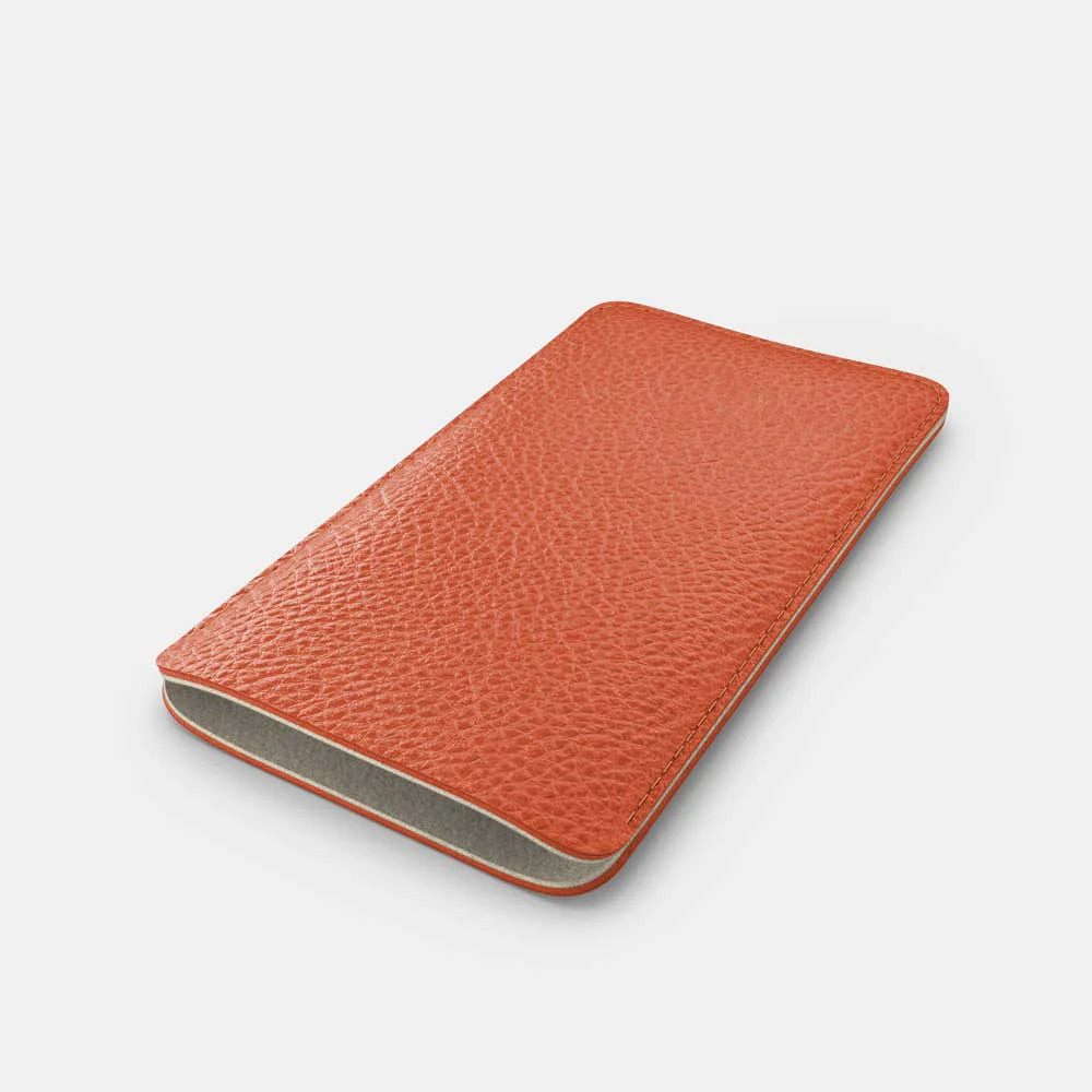 Leather iPhone 16 Pro Max Sleeve - Orange and Beige