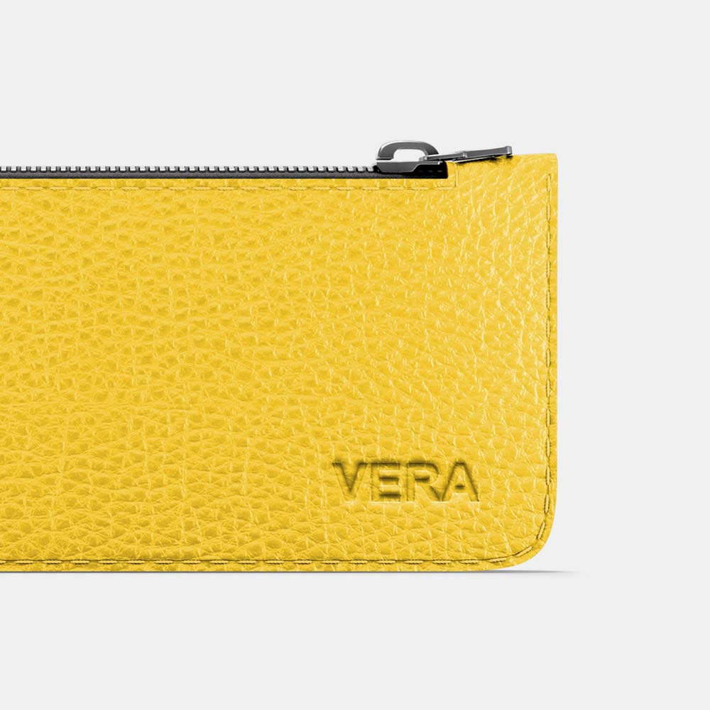 Leather Pencil Case - Yellow and Grey