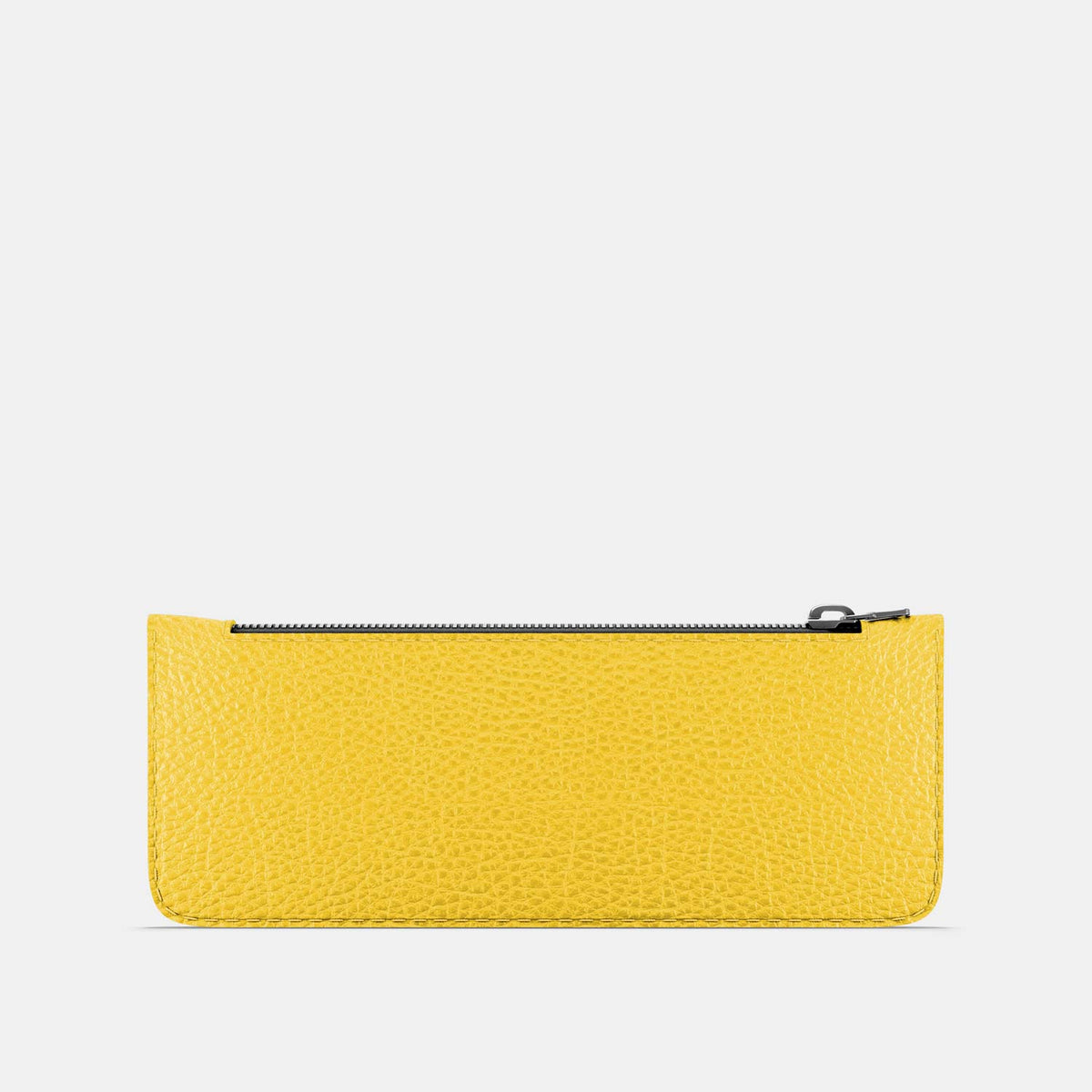 Leather Pencil Case - Yellow and Grey